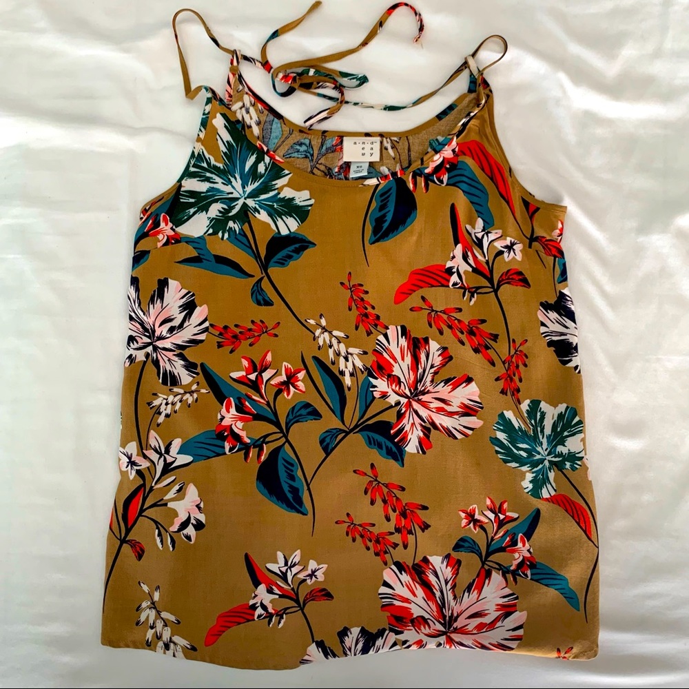 Strappy floral tank top
